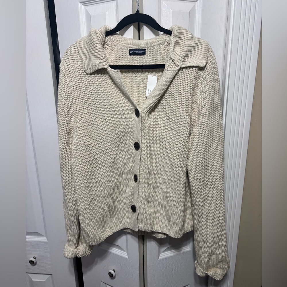 GAP Cream Chunky Knit Button Cardigan